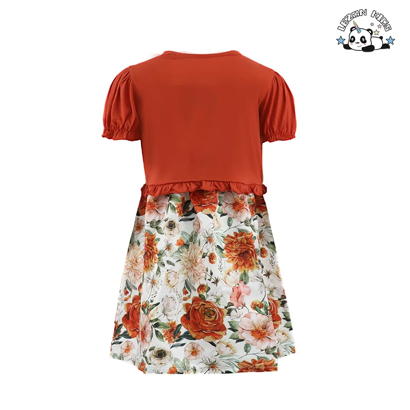 LEZONKIDS - Spring Summer Fall Kids Clothing Girls Dress Flower Sleeveless Dress Ruffle Long Sleeve Shawl Girls Set Customized